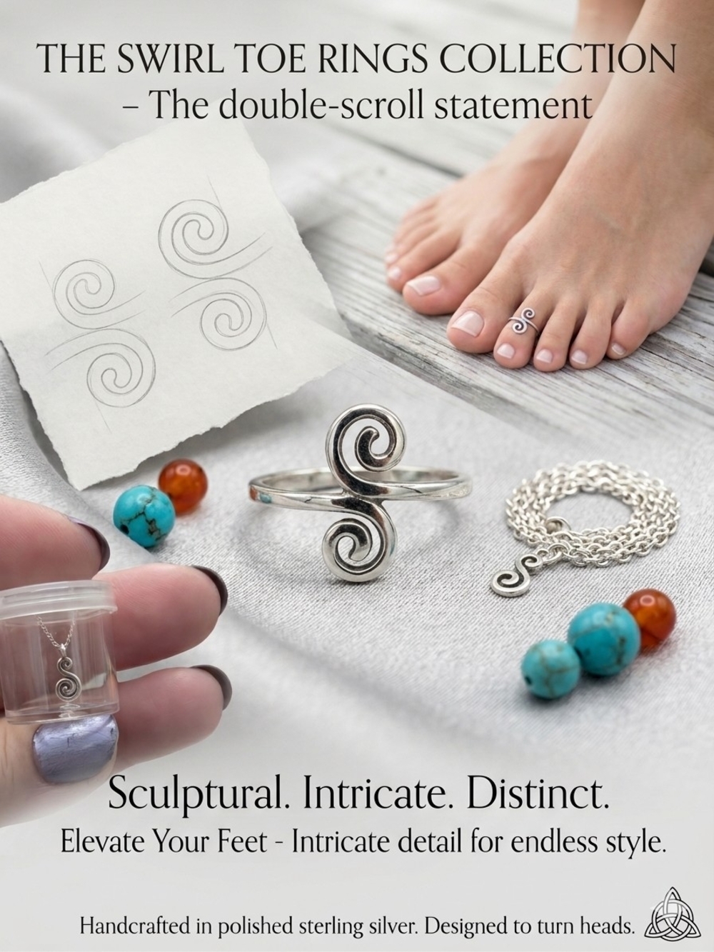 Sterling Silver Swirl Toe Ring